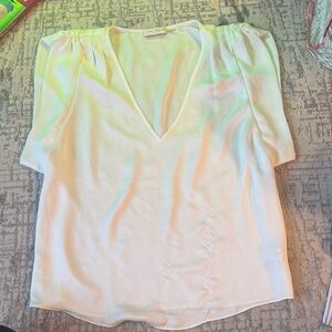 Ramy Brook/ Elegant White V-Neck Blouse